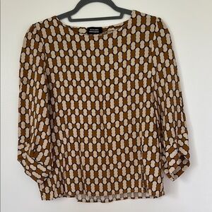 Stylish Brown and Cream Patterned Blouse